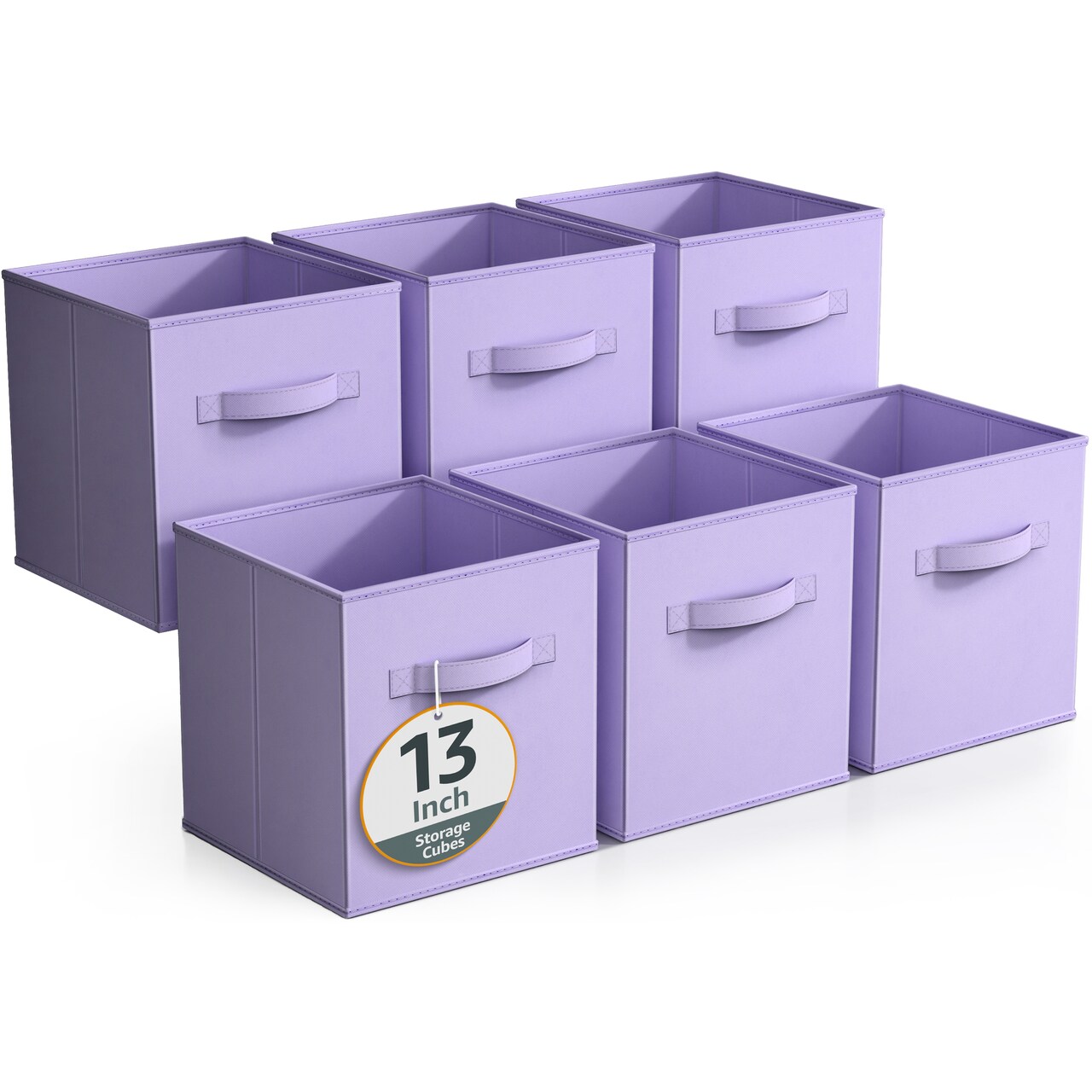 Sorbus 6 Pack 13 Inch Foldable Storage Cubes with Handles- for Organizing Home, Shelves, Nursery, Playroom, Closet and More